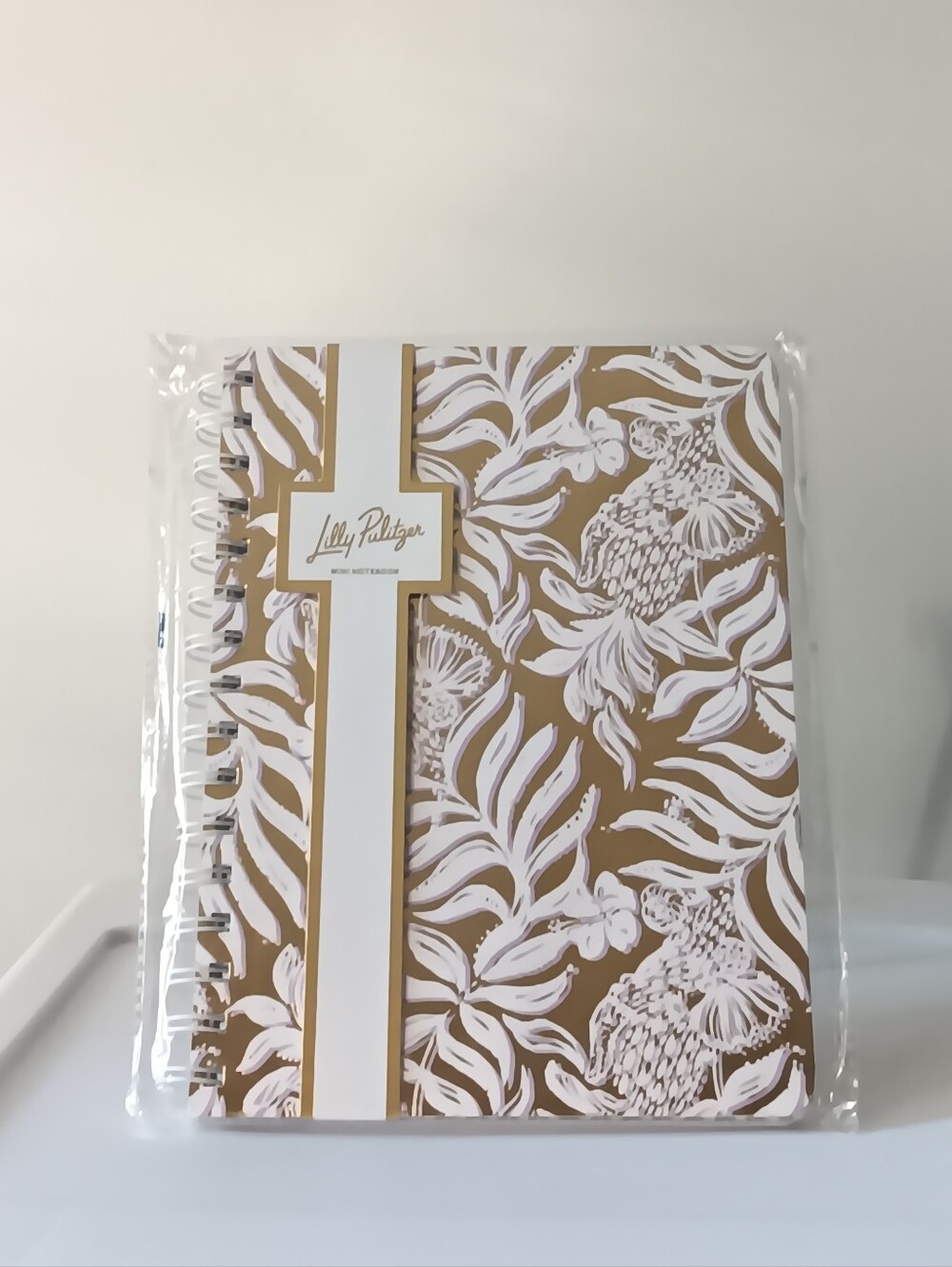 Lilly Pulitzer Mini Notebook Spiral Bound Pocket Floral Metallic Gold Lilac 8.5"